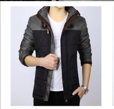 Herren Winterjacke mit Kapuze und Baumwollpolsterung, Freizeitjacke für Herren, Baumwollkleidung für Jugendliche, Schlanke, kurze, große Baumwolljacke 