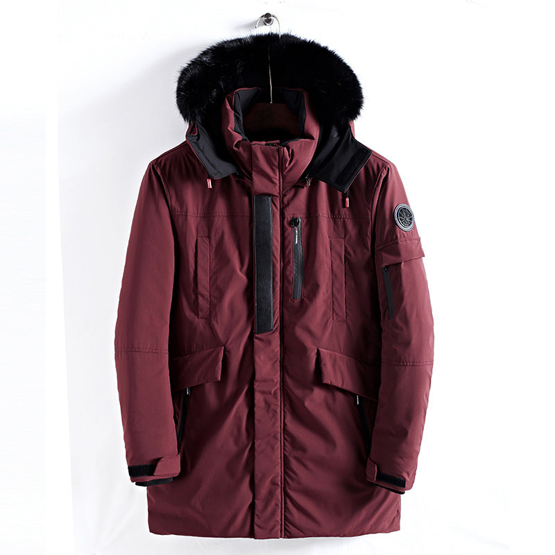 Men's mid-length hooded jacket