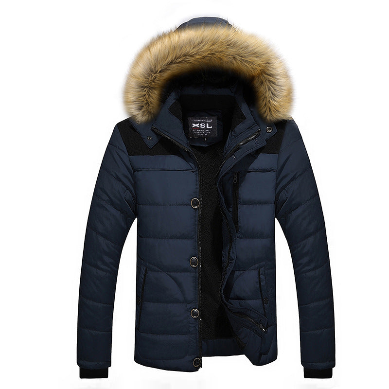 Fur collar warm cotton padded plus velvet warm cotton coat