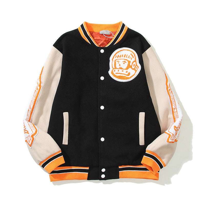 Astronaut Stand-up Collar Jacket Woolen Woolen Embroidery Letters