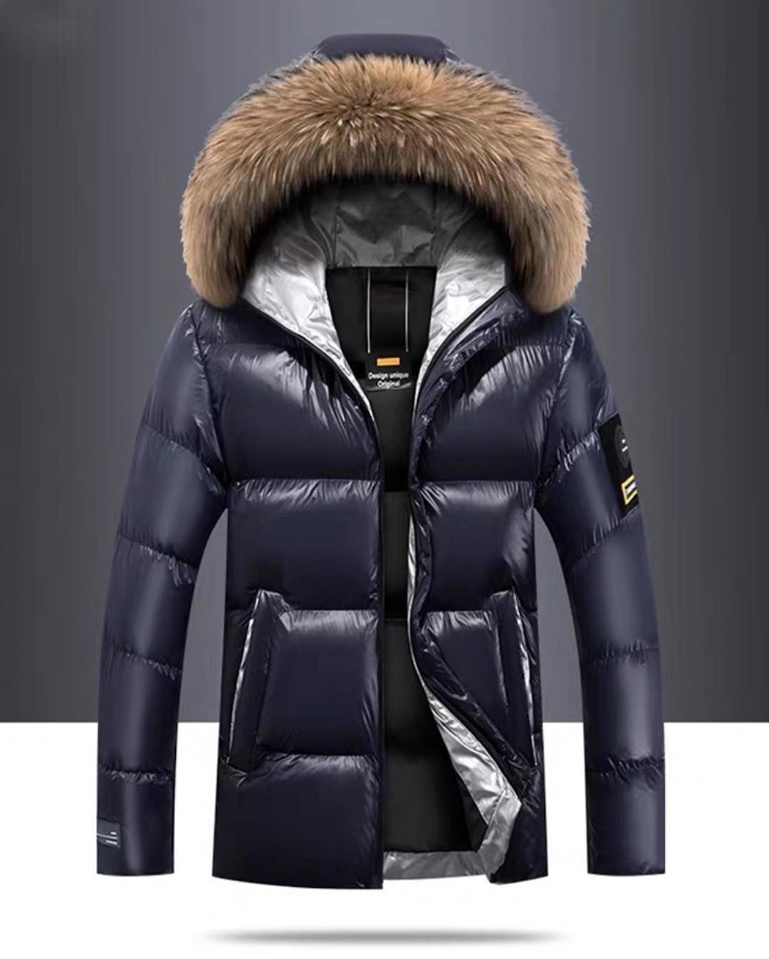 Shiny hooded down padded jacket