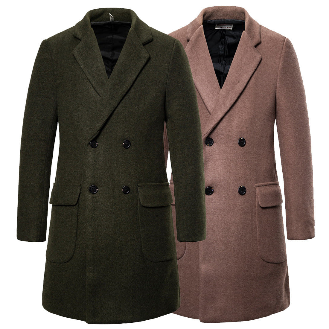 Double breasted woolen men's woolen trench coat