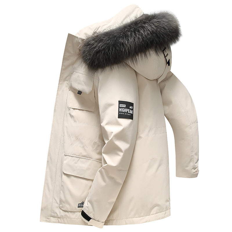 Medium Length  Hooded Winter Men's Coat