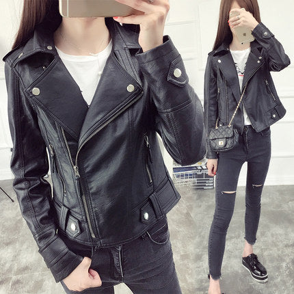 Wild leather women's short section Korean version of the pu Slim jacket jacket autumn and winter motorcycle clothing