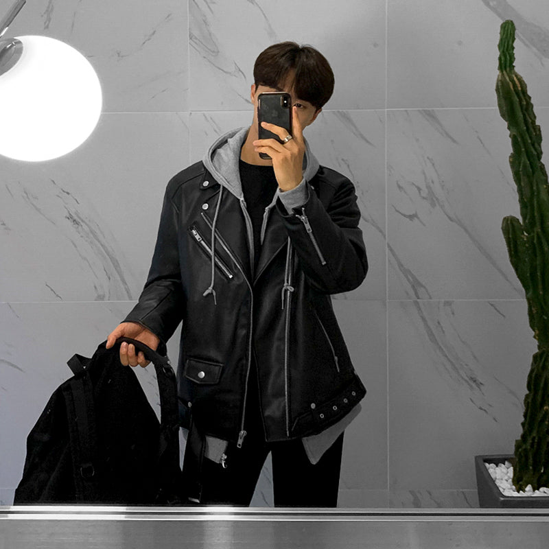 Men's Korean Style Trendy Slim-fit Motorcycle Jacket