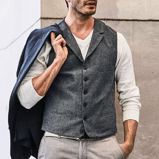 Spring and autumn new styles lapel fashion single-breasted trendy vest men