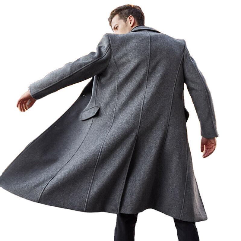 Men's Long Trench Woolen Coat