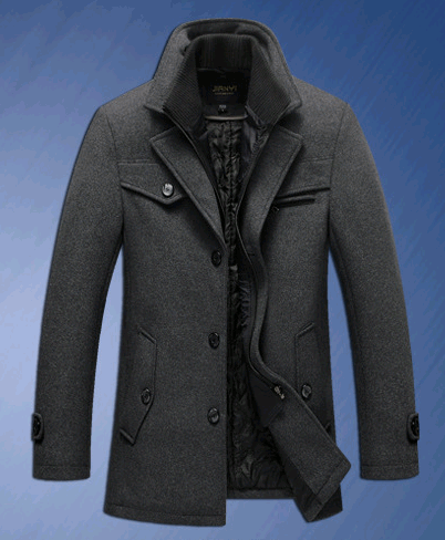 Autumn and winter business casual men's windbreaker men's long section plus cotton thick double collar wool coat coat male