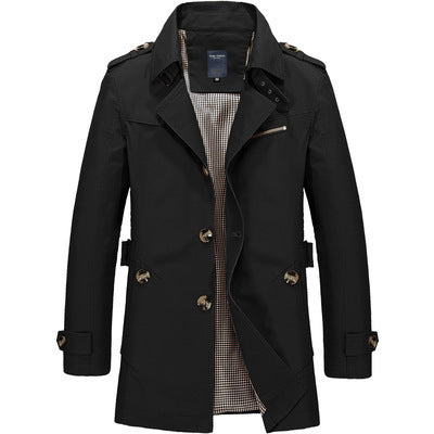 Men's casual  mid-length trench coat