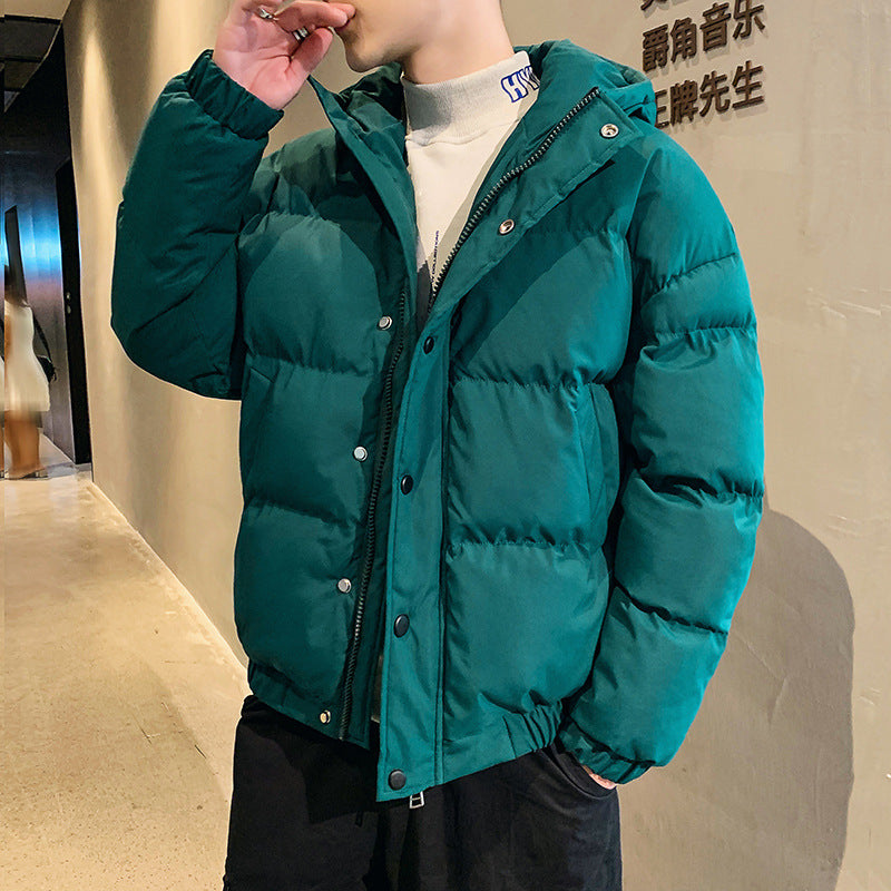 Hooded thick solid color cotton jacket