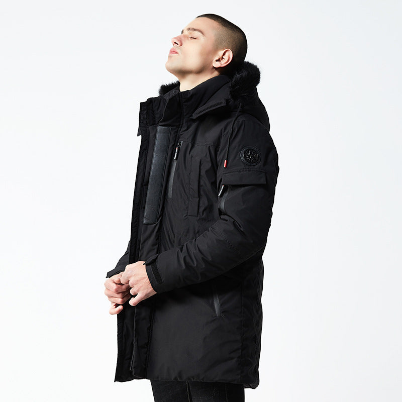 Men's mid-length hooded jacket