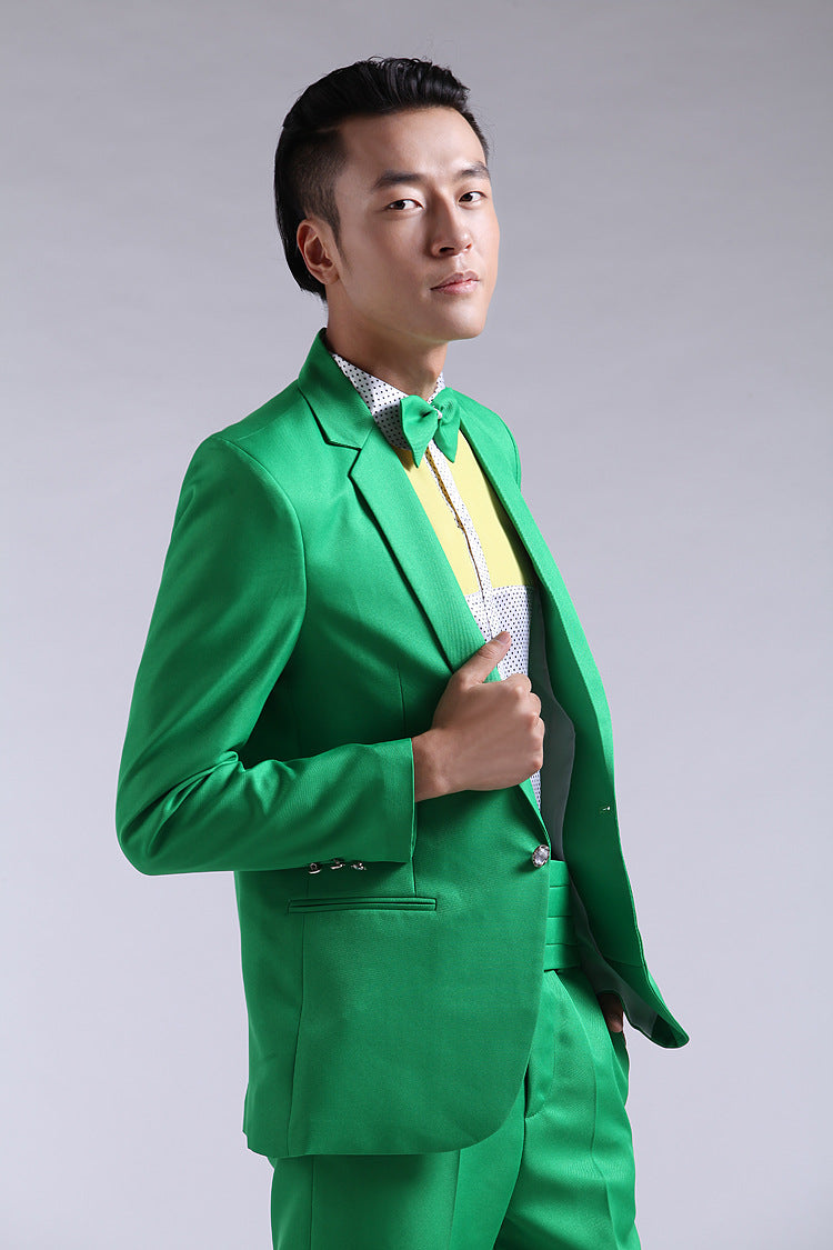 New Korean Style Solid Color Men's Dress Suit