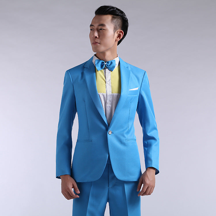 New Korean Style Solid Color Men's Dress Suit