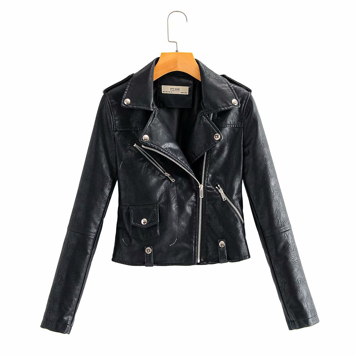 Leather Women's Short Fashion PU Small Slim Slim-fit Motorcycle Leather Jacket