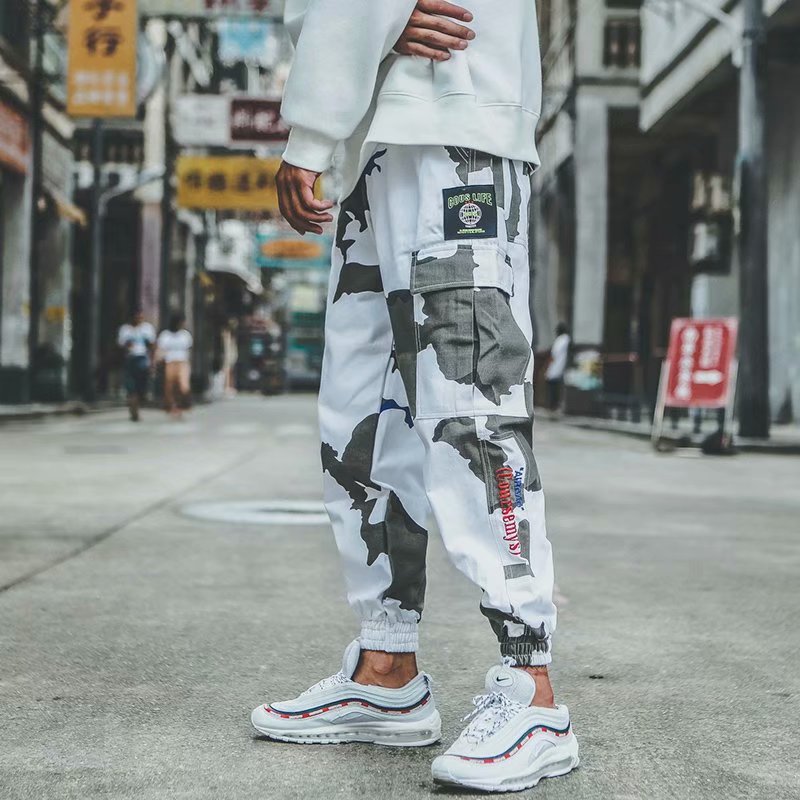 White Camouflage Overalls Men's Japanese Tide Brand Loose