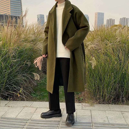 Autumn And winter Korean Style Woolen Coat Men's Mid-length