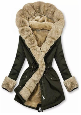 Winter Women's Warm Fur Collar Hooded Jacket