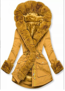 Winter Women's Warm Fur Collar Hooded Jacket