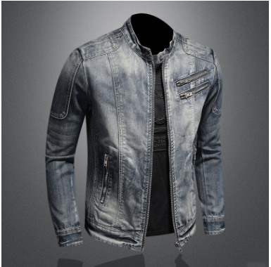 Men's Fashion Stand Collar Zip Embellished Jacket