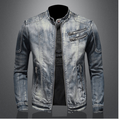 Men's Fashion Stand Collar Zip Embellished Jacket