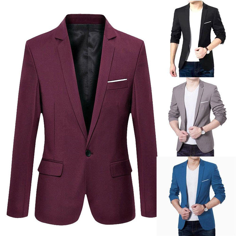 New Korean Men Blazer Casual Slim Fit Office Suit