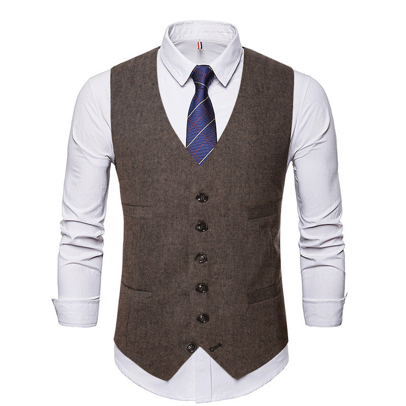 V-Neck Solid Color Casual Men's Suit Vest
