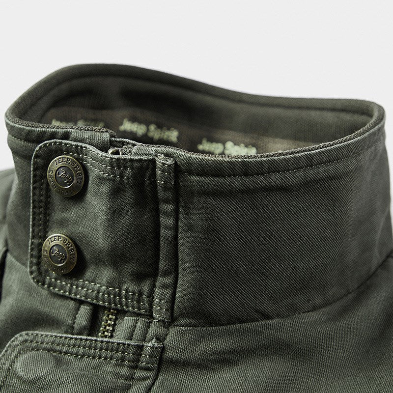 Men's Multi-pocket Utility Jacket Stand Collar