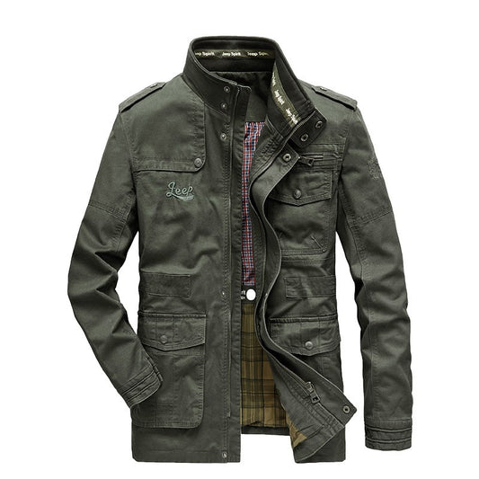 Men's Multi-pocket Utility Jacket Stand Collar