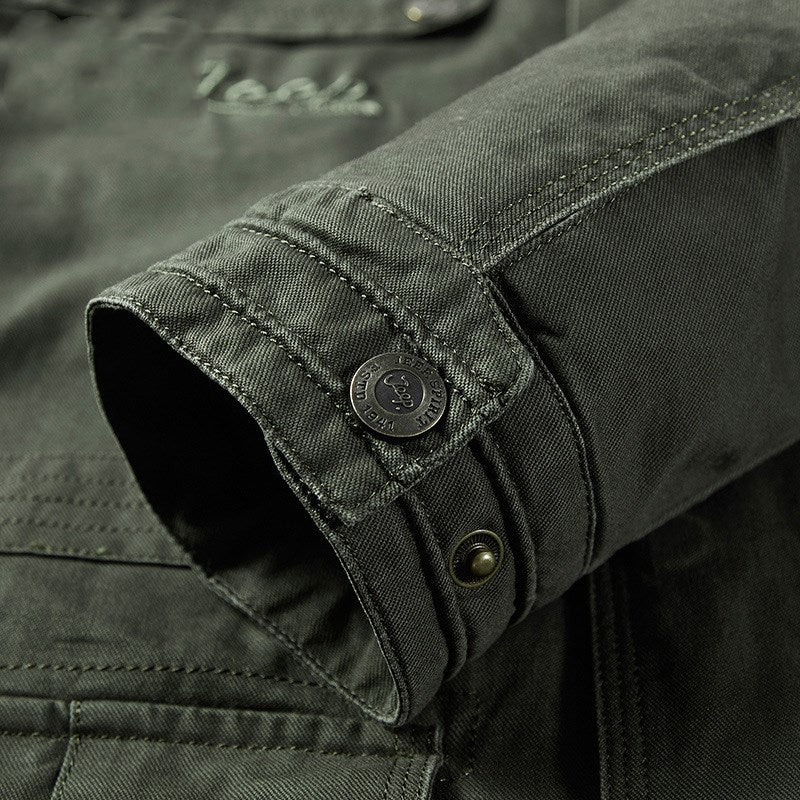 Men's Multi-pocket Utility Jacket Stand Collar