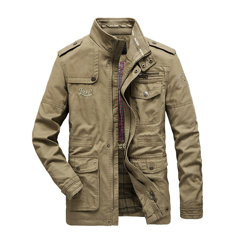 Men's Multi-pocket Utility Jacket Stand Collar