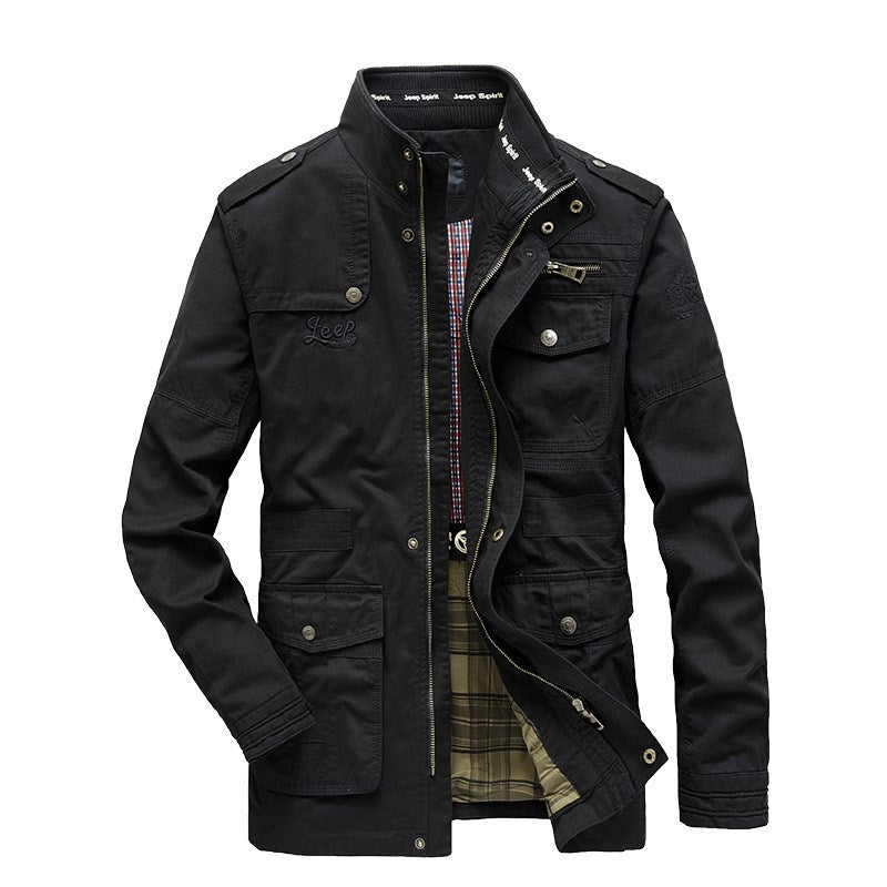 Men's Multi-pocket Utility Jacket Stand Collar