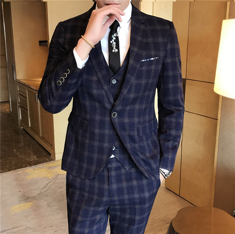 Slim-fit Fashion Suit Three-piece Men's Casual Suit