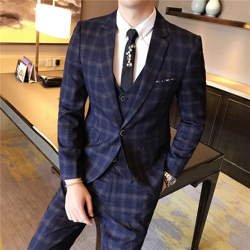 Slim-fit Fashion Suit Three-piece Men's Casual Suit