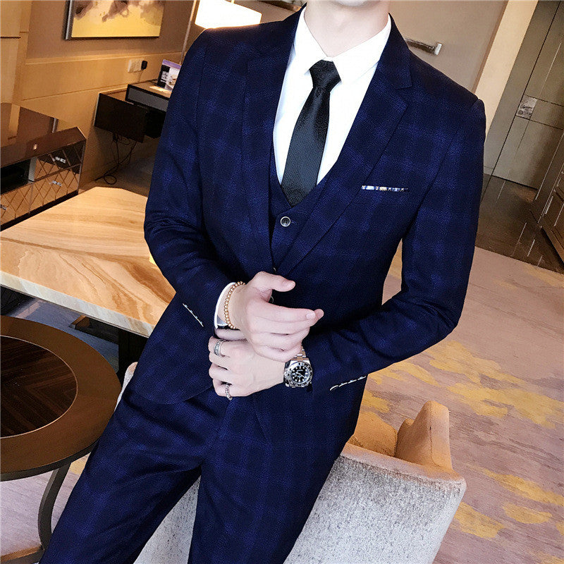 Slim-fit Fashion Suit Three-piece Men's Casual Suit