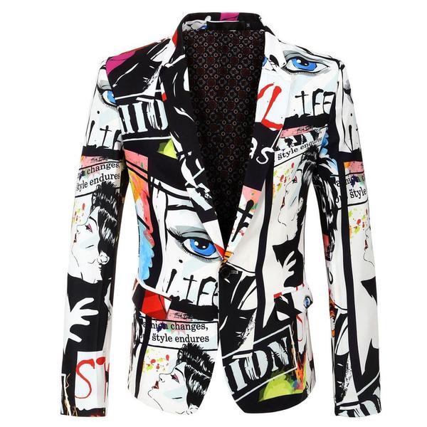 Printed Jacket Single Row One Button