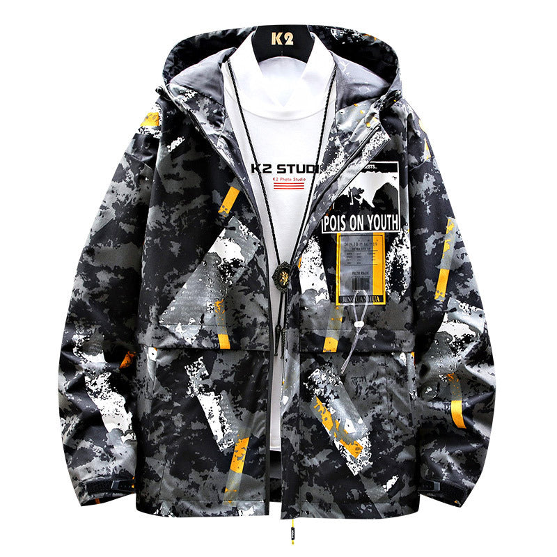 Hooded Casual Loose Coat Male Hip-hop Trend