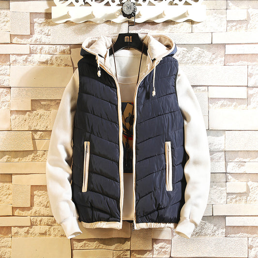 Hooded Down Cotton Waistcoat For Autumn And Winter