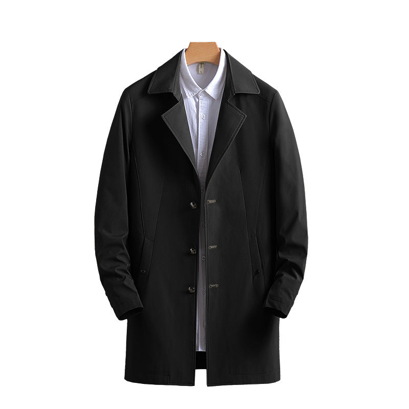 Men's Jacket Coat Casual Windbreaker Men's Casual Long Lapel Coat