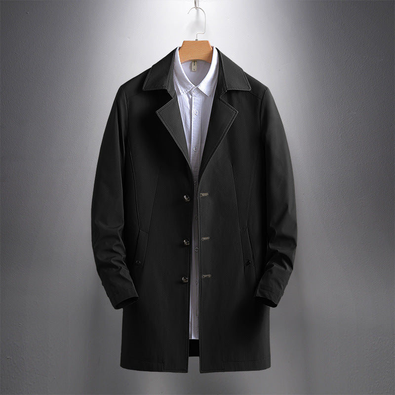 Men's Jacket Coat Casual Windbreaker Men's Casual Long Lapel Coat