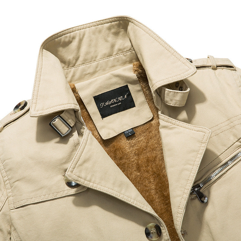 Mid-length Cotton Padded Washed Jacket