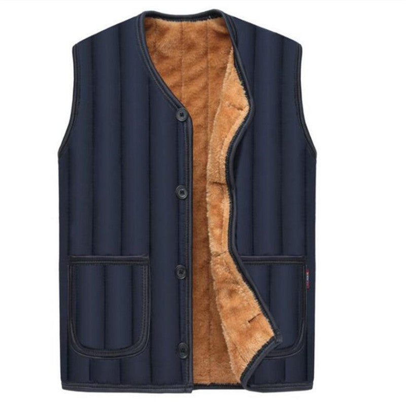 Middle-aged And Elderly Solid Color Slim Waistcoat