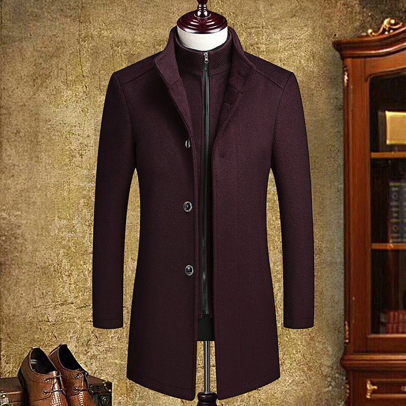 Cross-Border Foreign Trade Woolen Coat Men'S Mid-Length Woolen Coat Double-Collar Detachable Vest Liner Coat Men