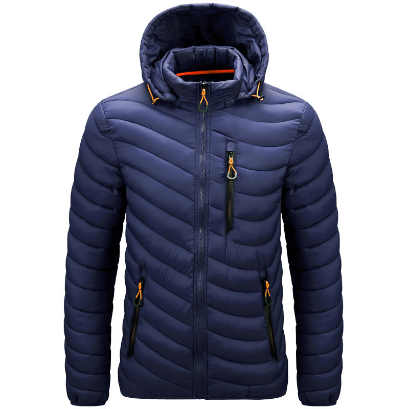 Men'S Cotton-Padded Jacket With Hooded Removable Cap