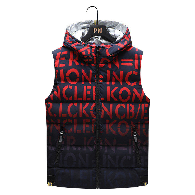 Warm Padded Vest Vest Trendy Waistcoat Letter Gradient Jacket