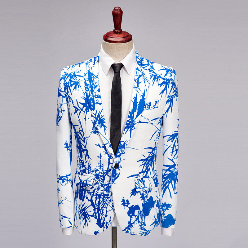 European And American Style Large Size Men's Printed Suit Jacket Korean Casual Cross-Border Amazon Jacket Spring And Autumn Models With A Buckle