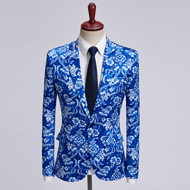 European And American Style Large Size Men's Printed Suit Jacket Korean Casual Cross-Border Amazon Jacket Spring And Autumn Models With A Buckle