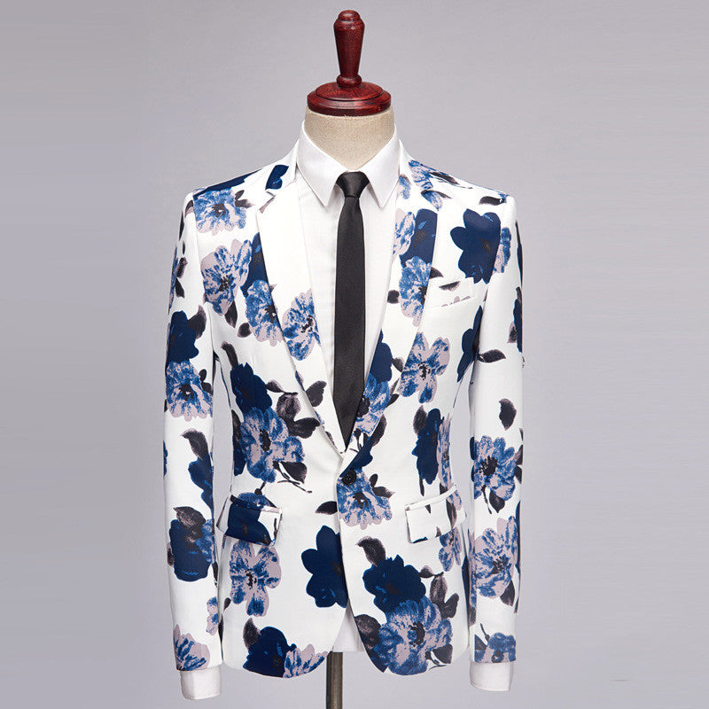 European And American Style Large Size Men's Printed Suit Jacket Korean Casual Cross-Border Amazon Jacket Spring And Autumn Models With A Buckle