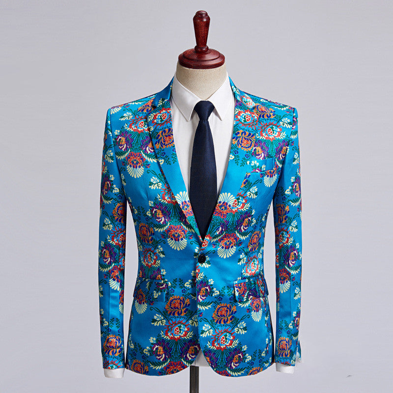 European And American Style Large Size Men's Printed Suit Jacket Korean Casual Cross-Border Amazon Jacket Spring And Autumn Models With A Buckle