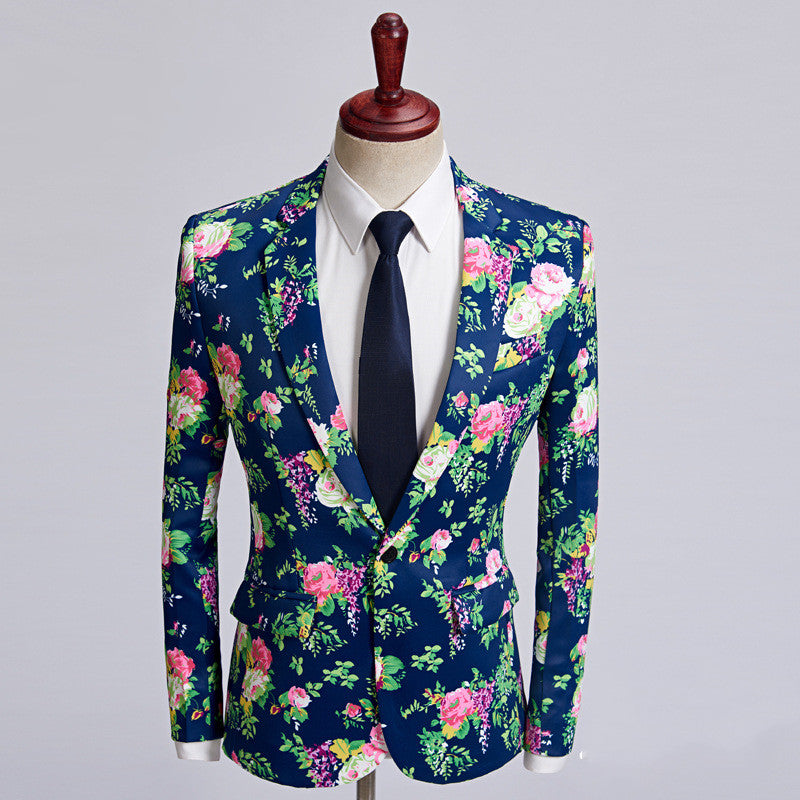 European And American Style Large Size Men's Printed Suit Jacket Korean Casual Cross-Border Amazon Jacket Spring And Autumn Models With A Buckle