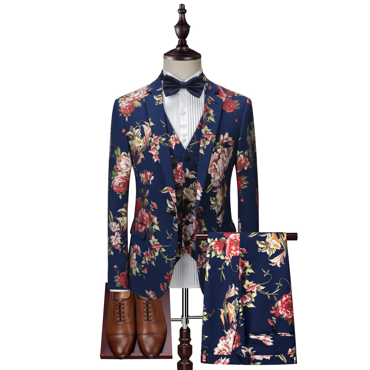 Men's printed dress suit three-piece suit for annual meeting performance
